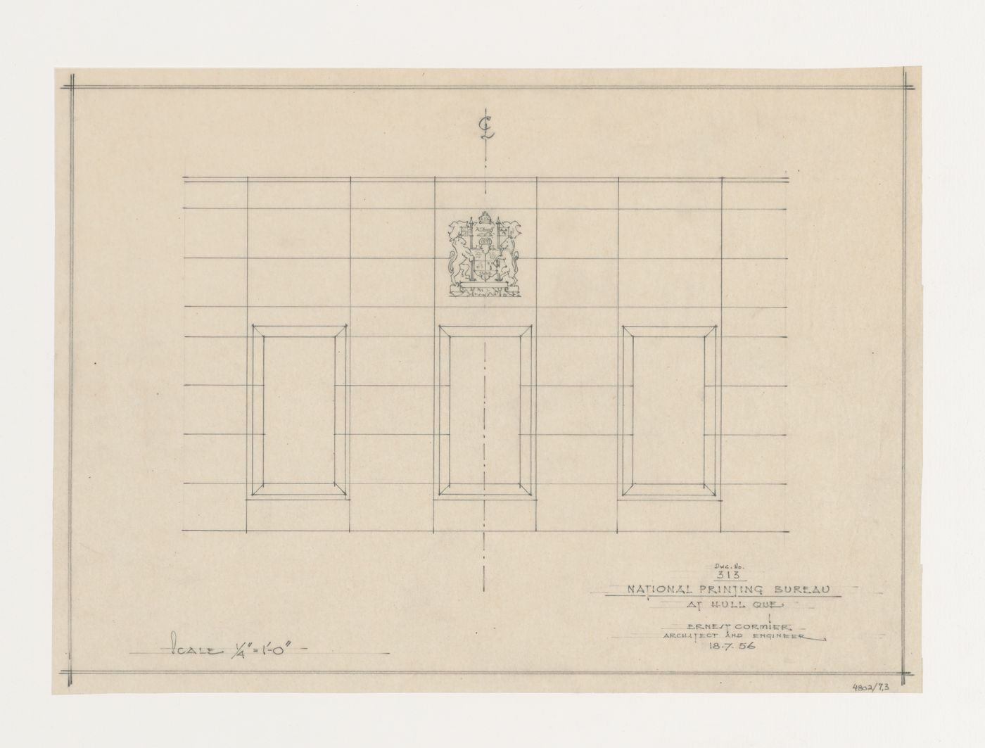 Élévation avec armoiries, Imprimerie Nationale du Canada, Hull, Québec, Canada