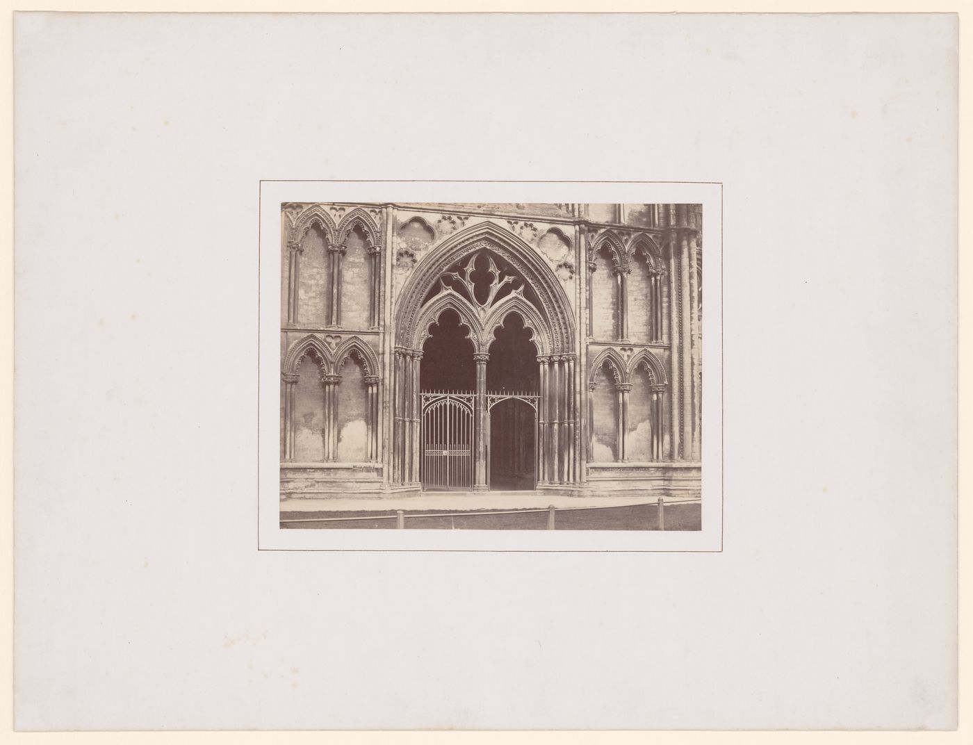 Exterior view, detail of entrance to Galilee Porch, from the west, Ely, England
