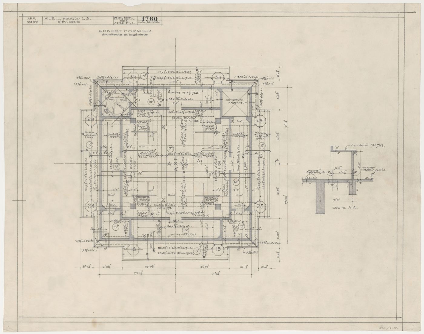 Détails des hourdis de l'aile L, Pavillon principal et campus, Université de Montréal, Montréal, Canada (1924-1947)