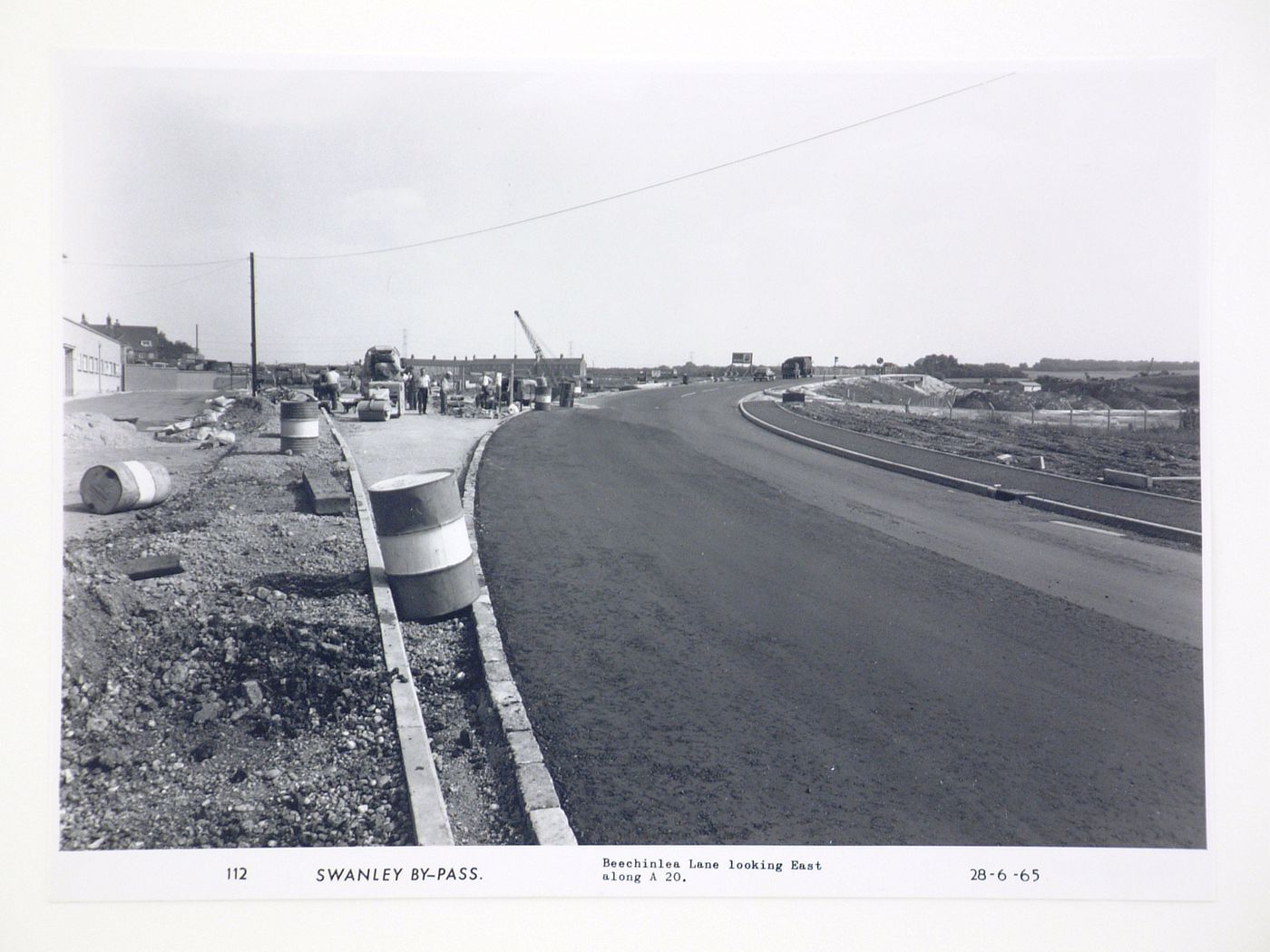 View of Beechinlea Lane looking east along A 20, during construction of the Swanley Bypass, England