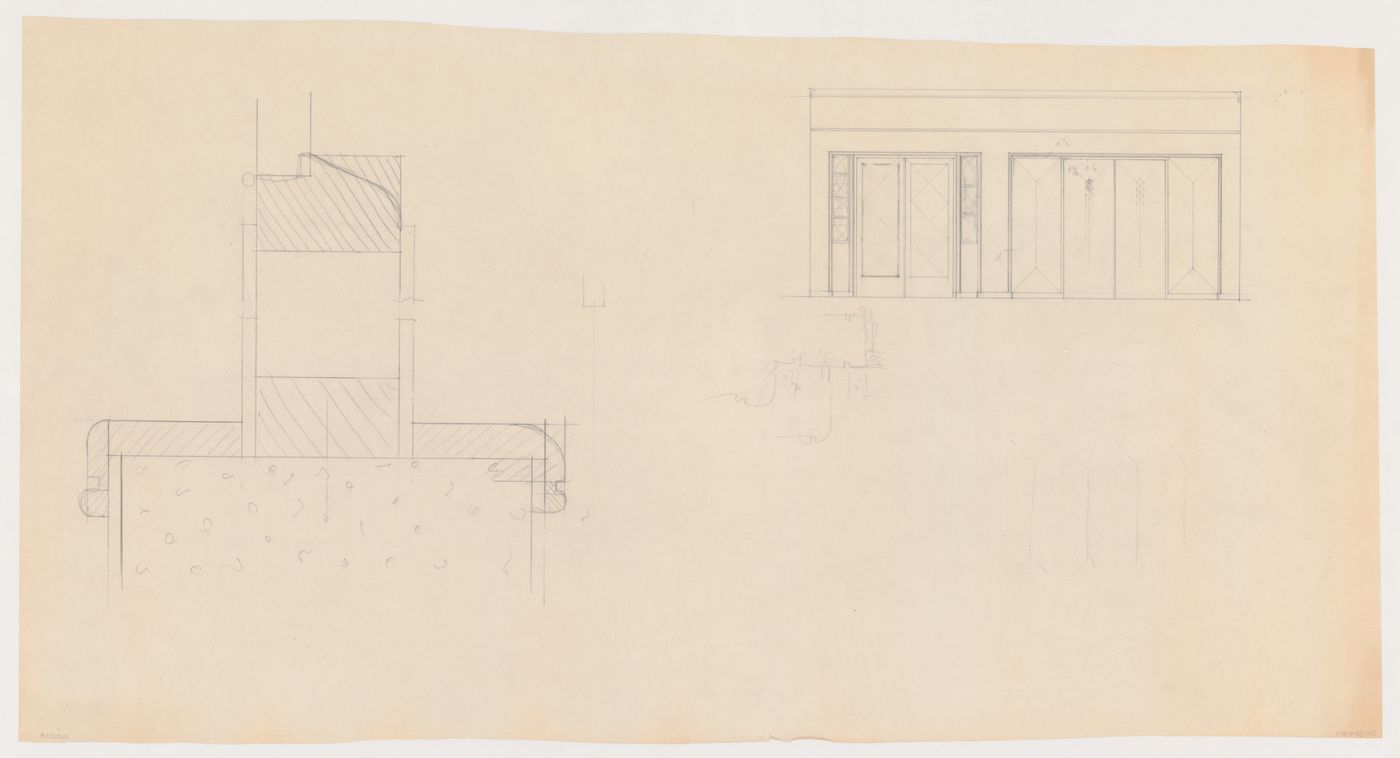 Elevation and sectional details for an interior doorway for Olveh mixed-use development, Rotterdam, Netherlands