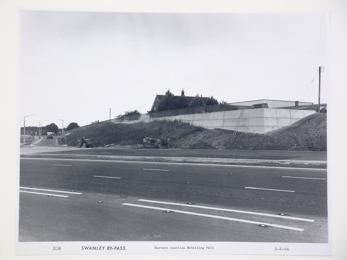 View of the eastern junction retaining wall, during construction of the Swanley Bypass, England