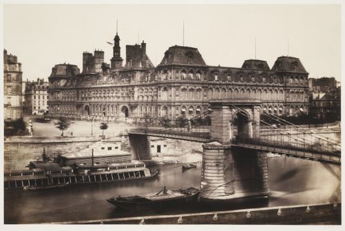 View of the Hôtel de ville from the left bank, with Pont d'Arcole in the foreground, Paris, France