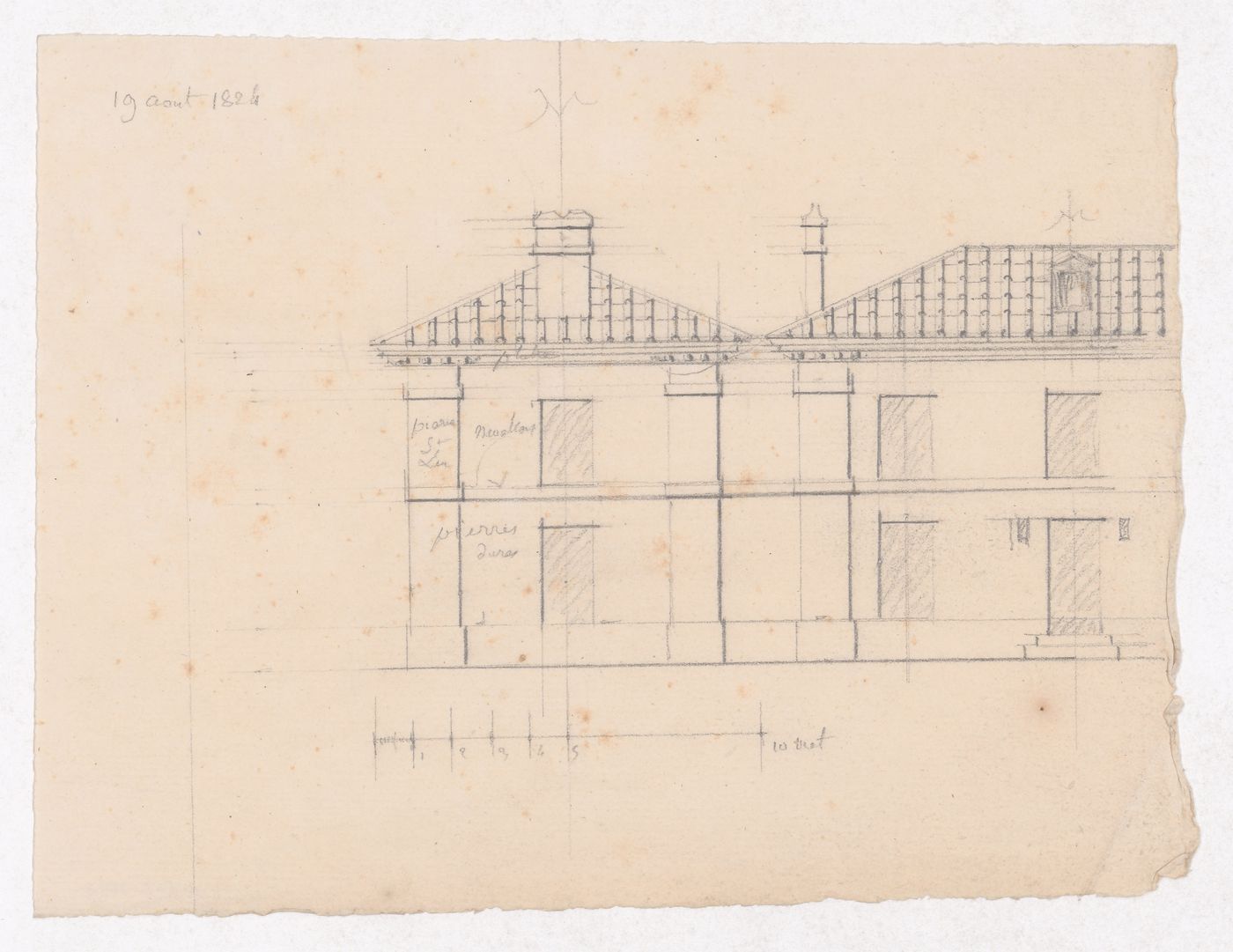 Partial elevation for Market Building, Marché des Carmes, Paris