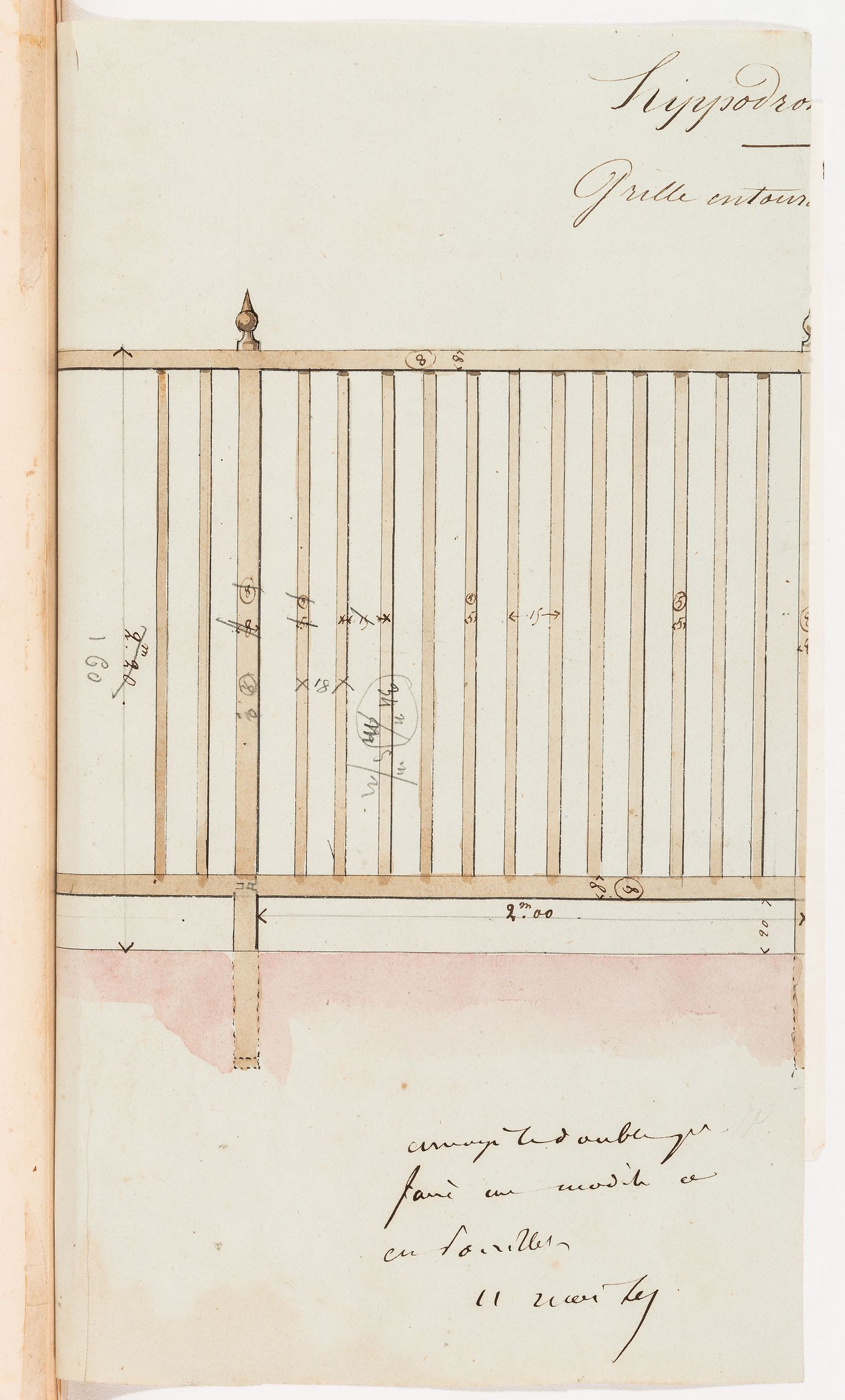 Hippodrome national, Paris: Elevation for a fence