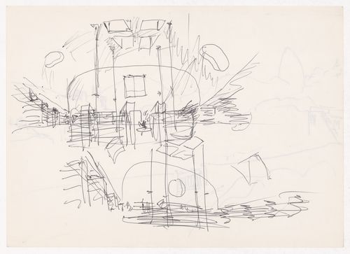 Sketch perspectives for Centro Cultural de Sines, Sines, Portugal; verso: Sketch perspective