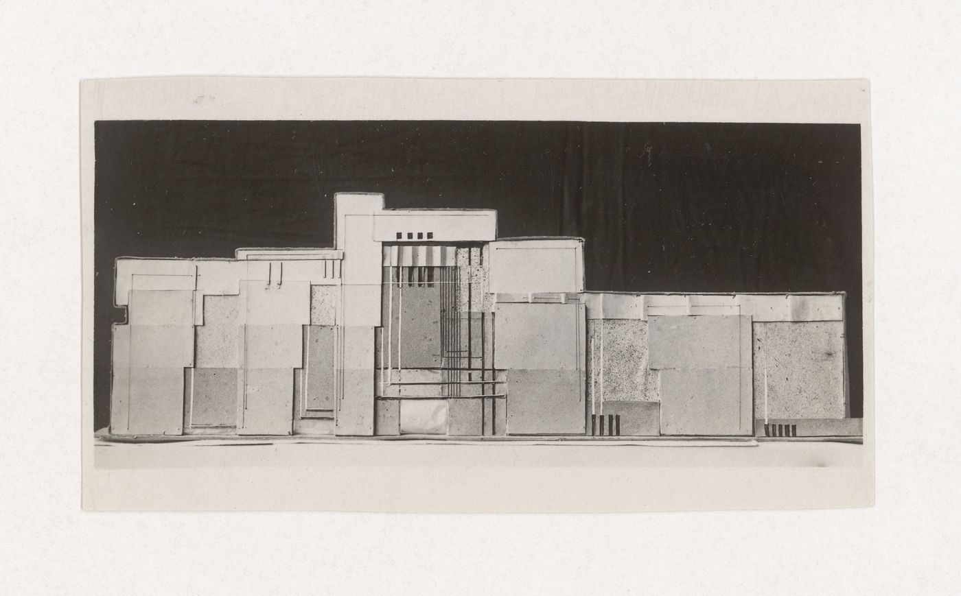 Photograph of a student model on the topic "Architectonic Design of the Frontal Surface" for the "Space" course at the Vkhutemas (Higher State Artistic Technical Studios), Moscow