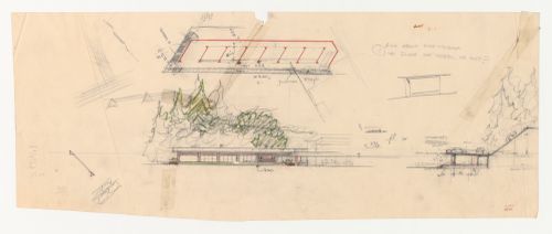Swedenborg Memorial Chapel, El Cerrito, California: Elevation, plan, and section for the lower building