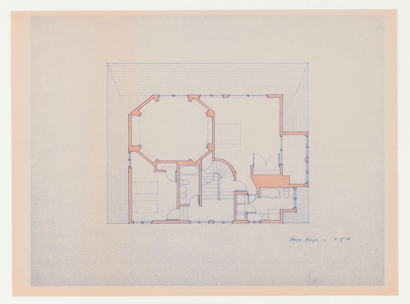 Second floor plan for the Hanks-Paré Residence, Tuxedo Park, New York