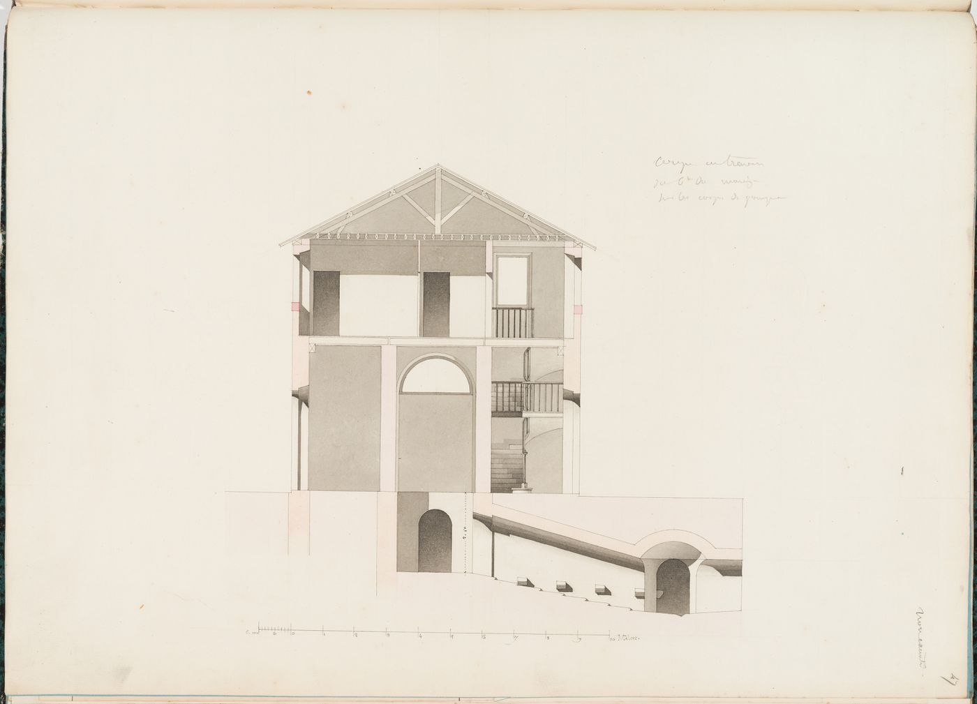 Cross section for a manège, Parc de Clichy