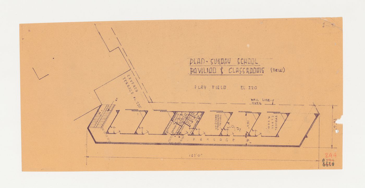 Swedenborg Memorial Chapel, El Cerrito, California: Plan for the Sunday school pavilion and classrooms