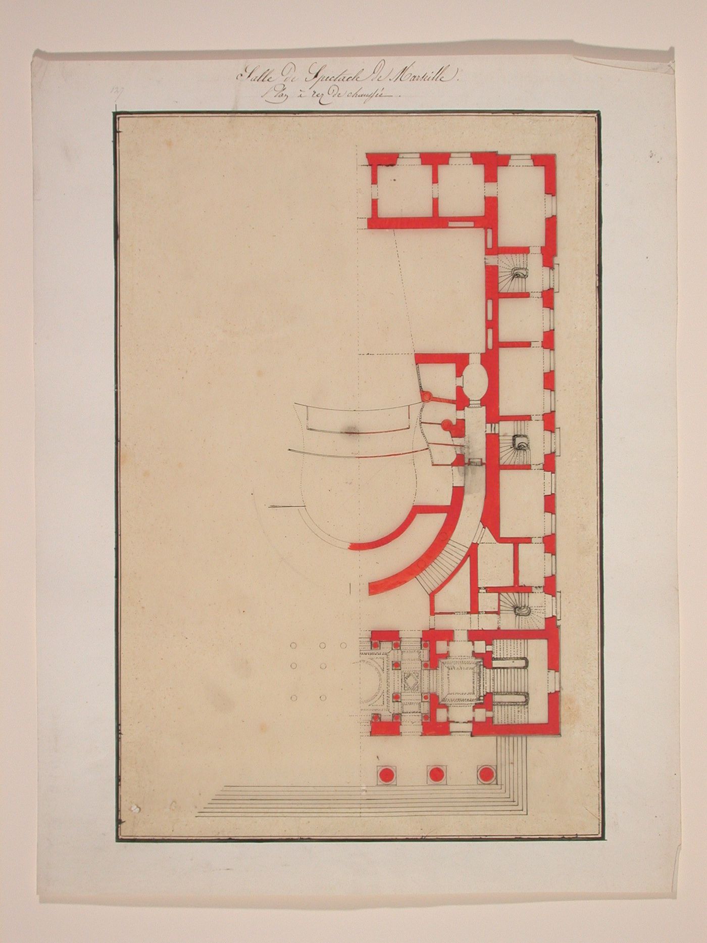 Plan, at level of the rez-de-chaussée, of the Grand Theatre de Marseille