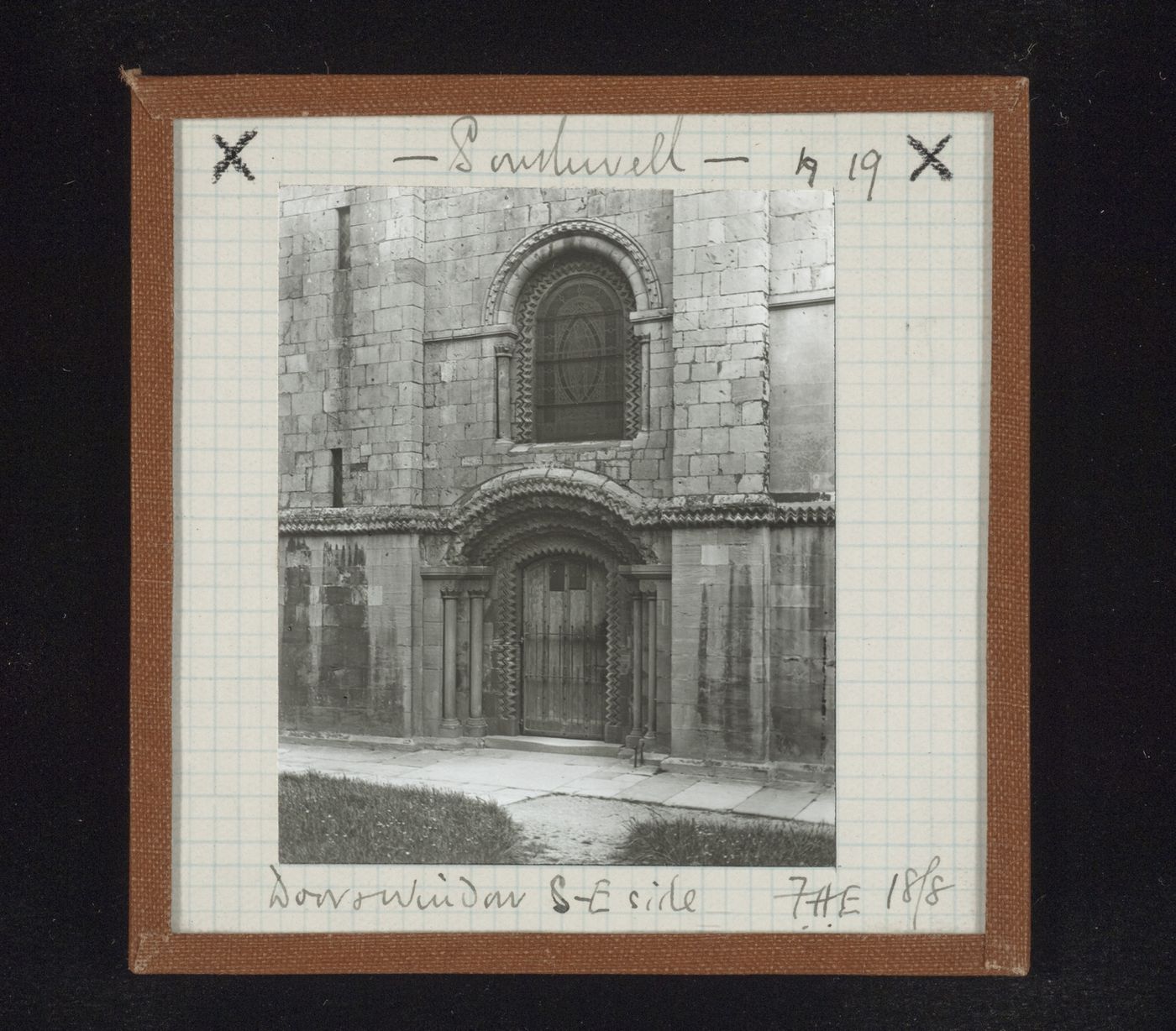 View of southeast portal and window, Southwell Minster, Southwell, Nottinghamshire, England