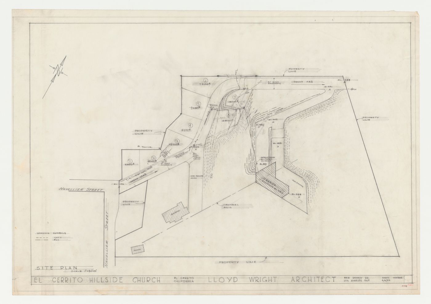Swedenborg Memorial Chapel, El Cerrito, California: Block plan showing lot subdivision