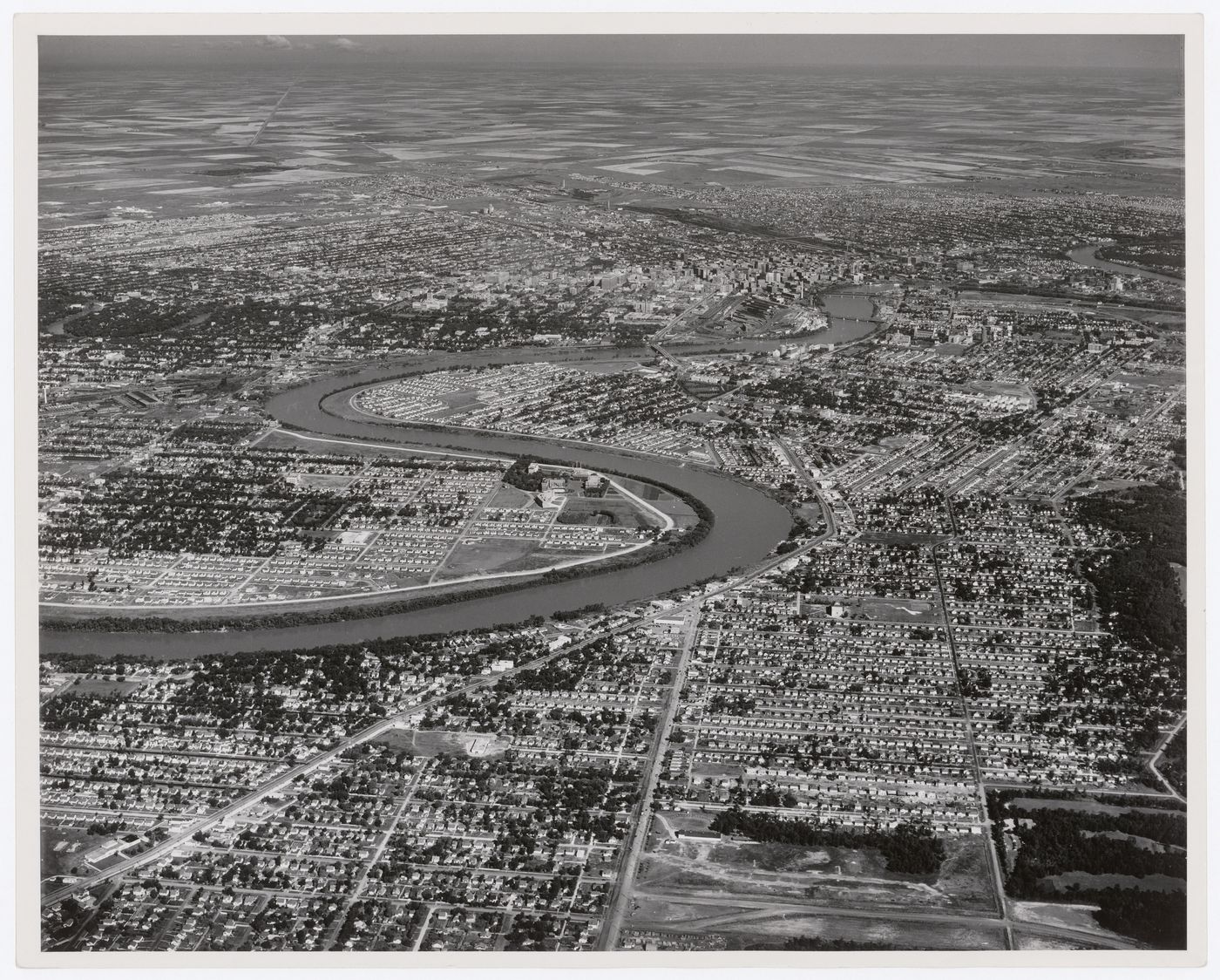 The Red River separates St Vital, Norwood and St Boniface from Winnipeg, Manitoba