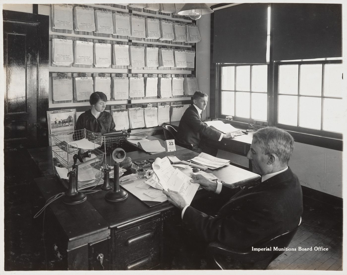 Interior view of imperial munitions board office at the Energite Explosives Plant No. 3, the Shell Loading Plant, Renfrew, Ontario, Canada