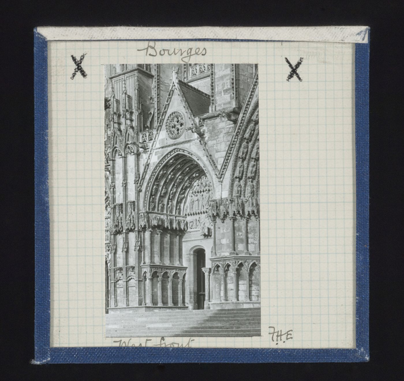 View of west façade of Cathédrale Saint-Etienne de Bourges, Bourges, France