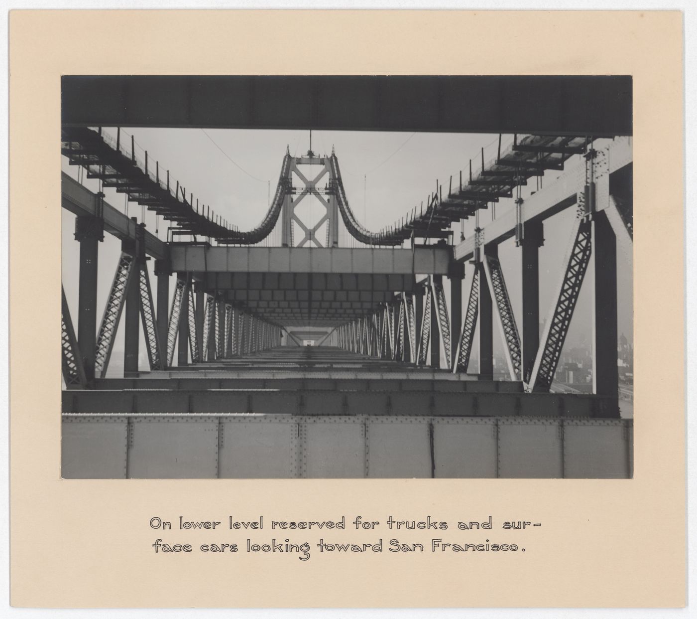 View of Oakland Bay Bridge under construction, San Francisco, California, United States