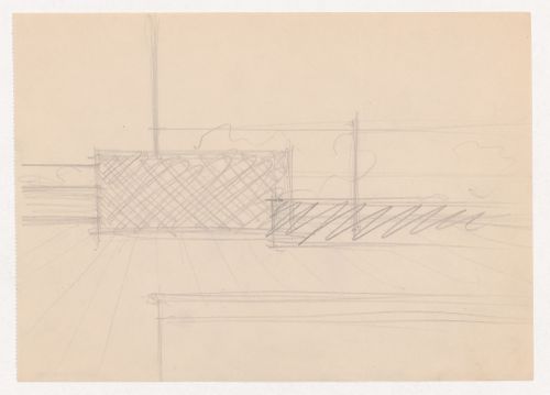 Interior perspective sketch for Museum for a Small City showing the shallow recessed area