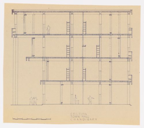 Section for the Town hall in sector 17 in Chandigarh, India
