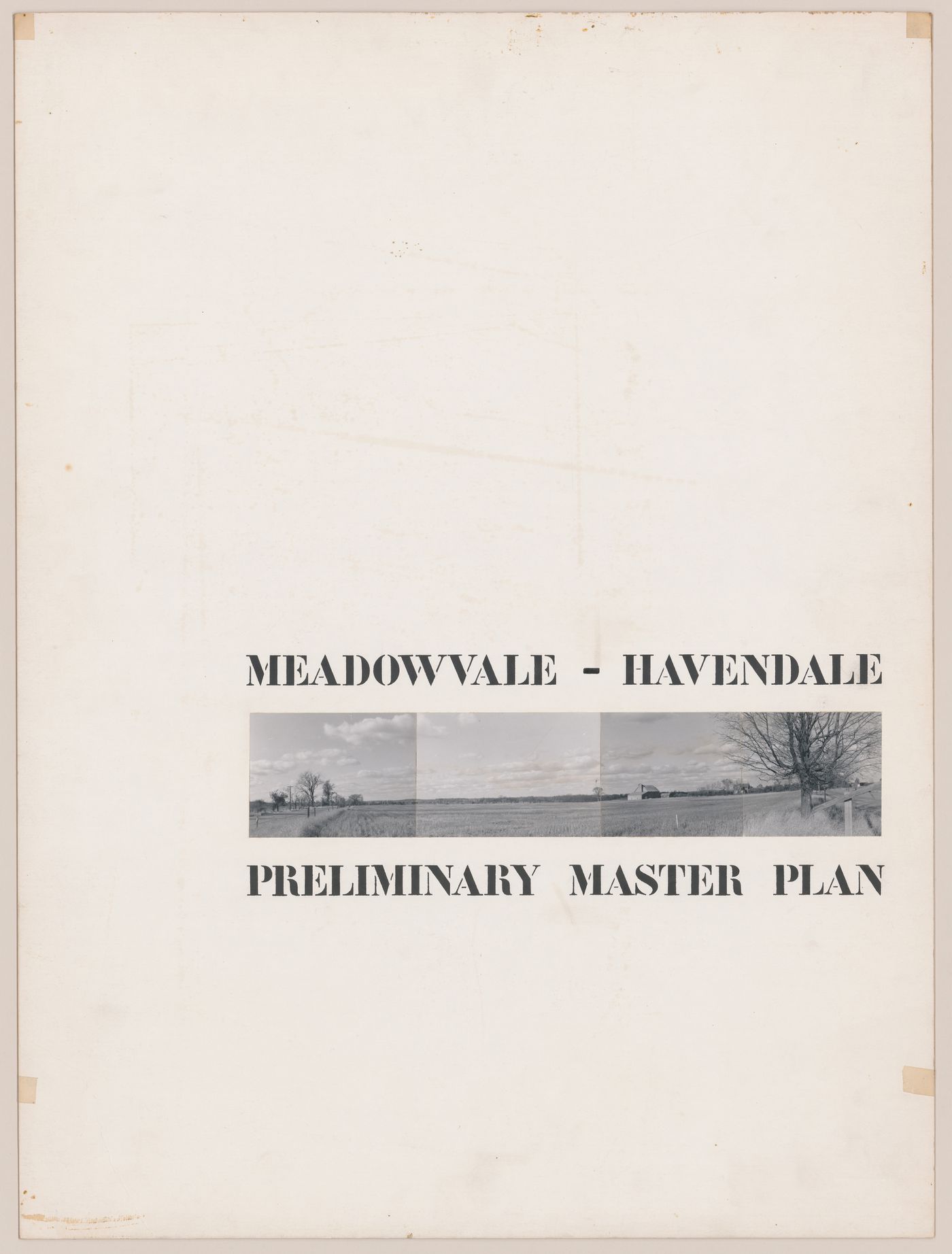 Presentation panel for Meadowvale, Mississauga, Ontario, Canada; verso: aerial view of site
