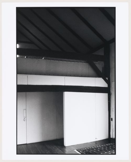 Interior view of Mary Callery Barn with doors and partitions, Huntington, Long Island, New York, United States