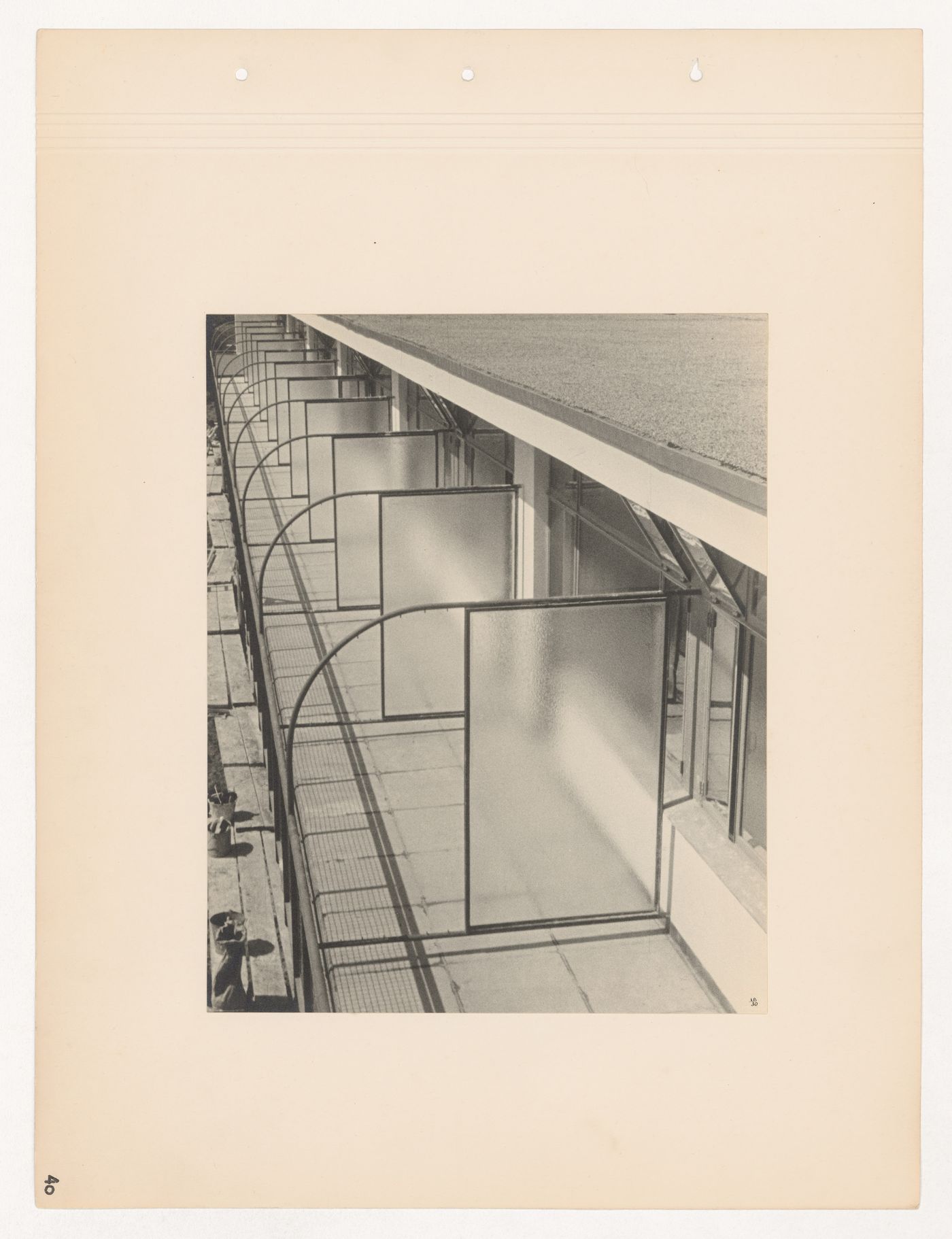 View of the glass partitions on the balconies of the Budge Foundation Old People's Home, Frankfurt am Main, Germany