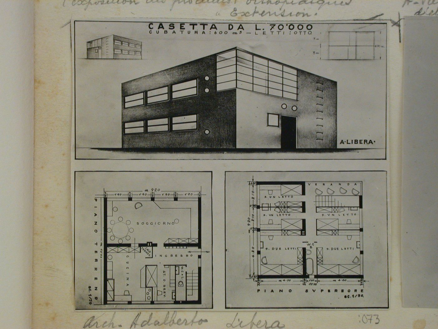 Maisonnette économique. Italie. Adalberto Libéra, architecte à Rome