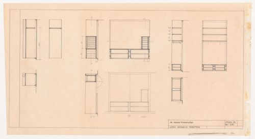 Plans, elevations and sections for built-in cabinets for Casa Manuel Magalhães, Porto