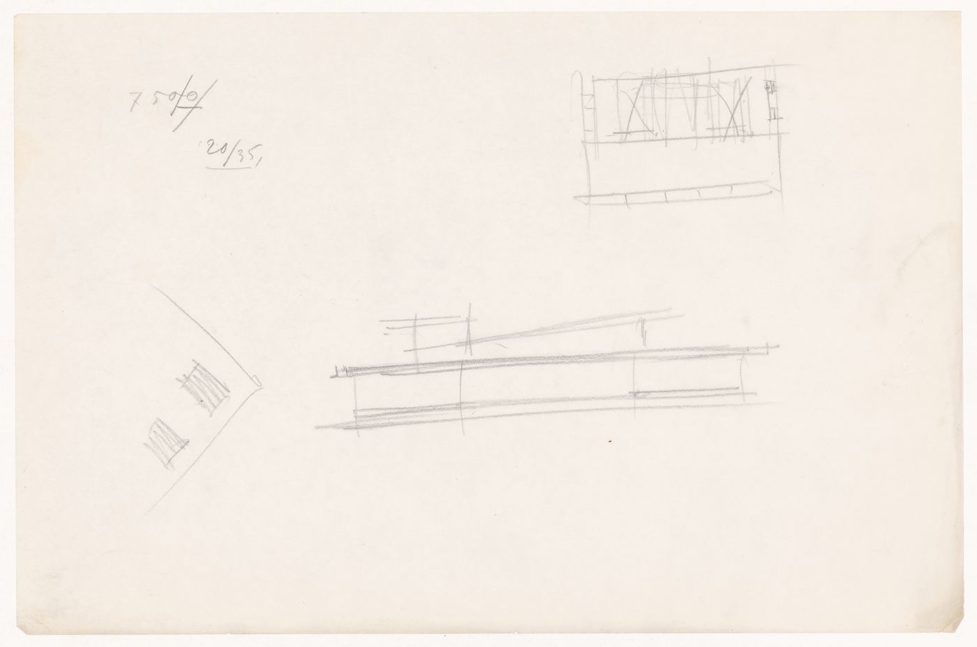 Sketch plan and sketch elevation for a campus building for Illinois Institute of Technology, with an unidentified sketch