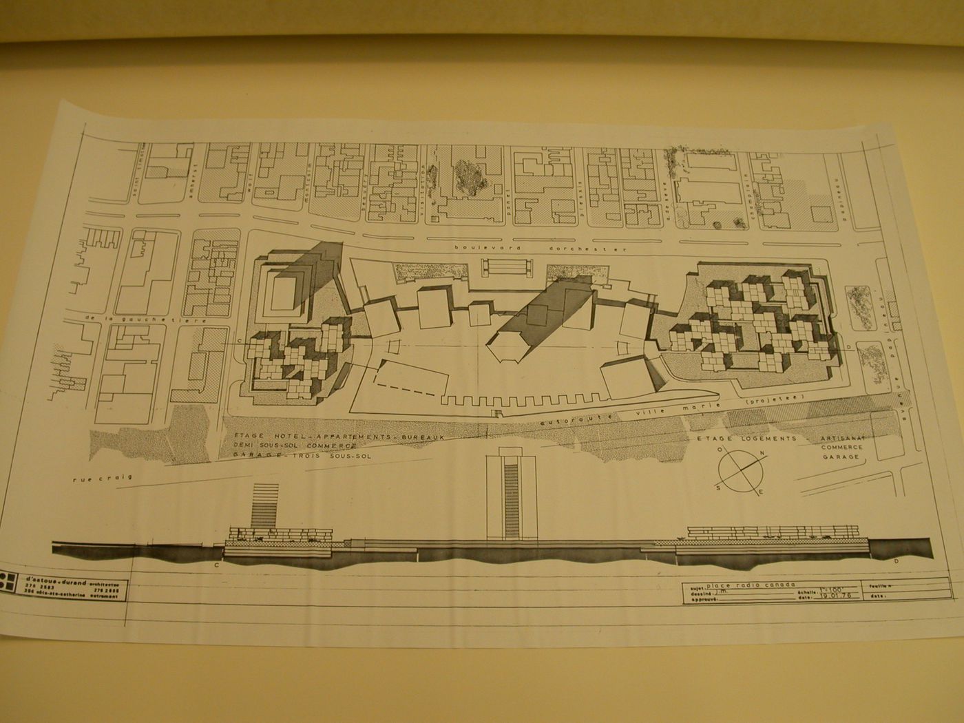 Reprographie d'un dessin, Place Radio-Canada, Montréal, Québec : Plan de masse