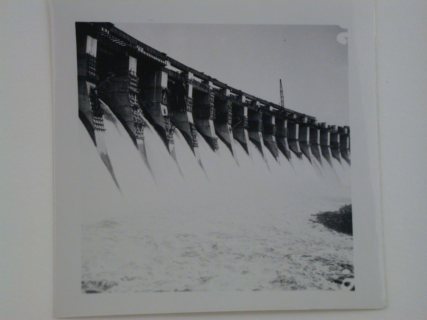 View of the Dnieper Hydroelectric Power Station dam, Zaporozhe, Soviet Union (now in Ukraine)