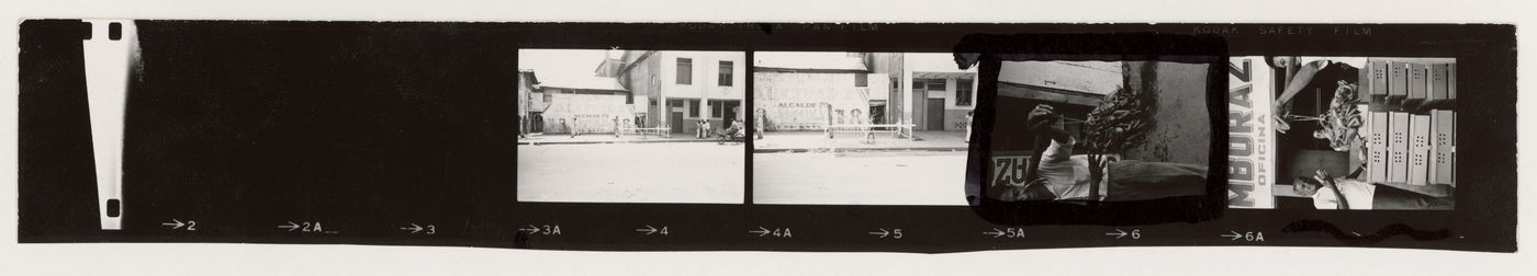 Strip of contact sheet of street scenes, South America