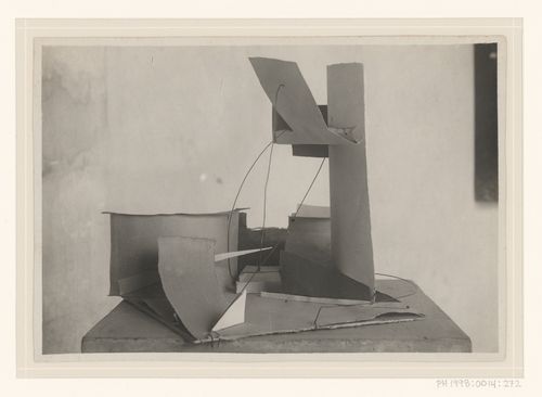 Photograph of a student model on the topic "Organization of Space over a Horizontal Surface (Rectangular, Square, Round)" for the "Space" course at the Vkhutemas (Higher State Artistic Technical Studios), Moscow