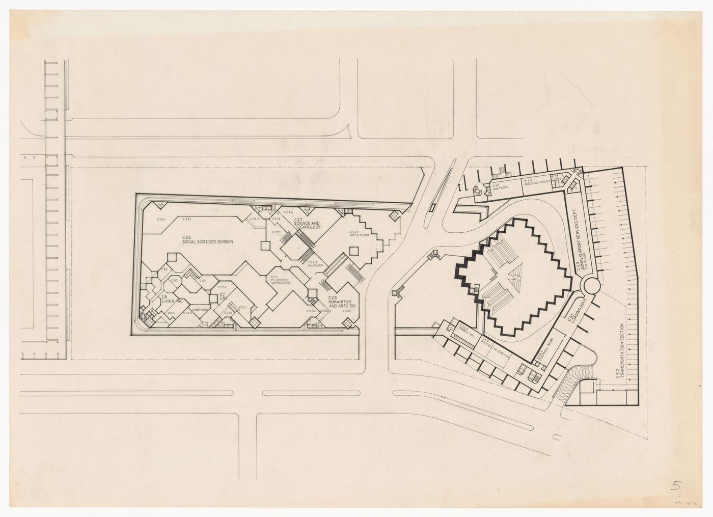 Plan for Pahlavi National Library Competition, Tehran, Iran