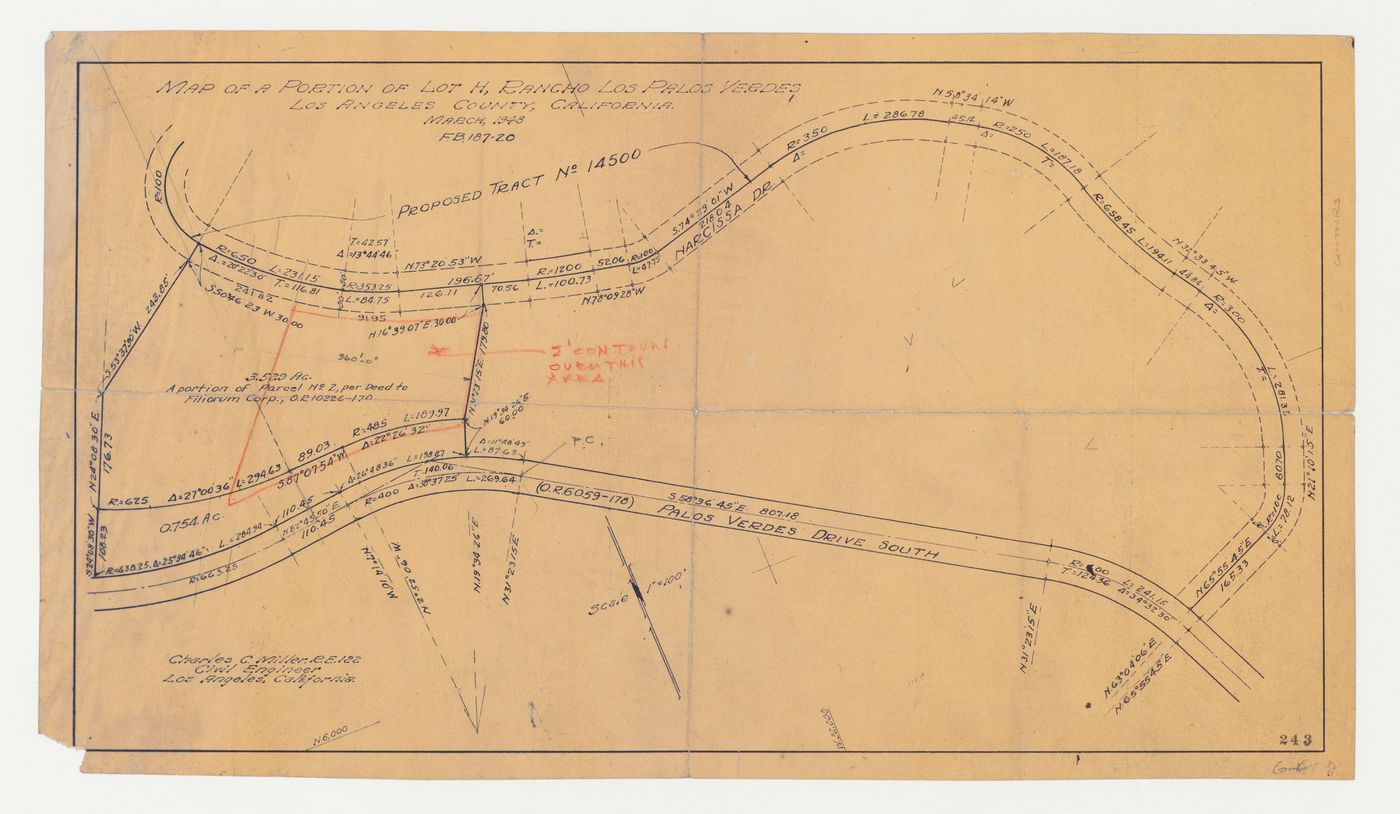 Wayfarers' Chapel, Palos Verdes, California: Survey of part of Lot H, Rancho Los Palos Verdes, California, including Filiorum Corporation property