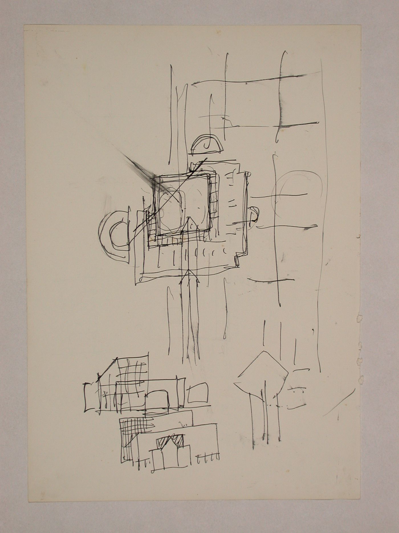 Sketch plan and sketch elevations for Centro Direzionale, Florence; verso: Sketch plan for Centro Direzionale, Florence
