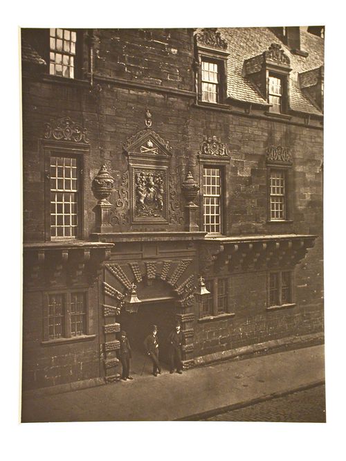View of doorway of Old College, Glasgow, Scotland