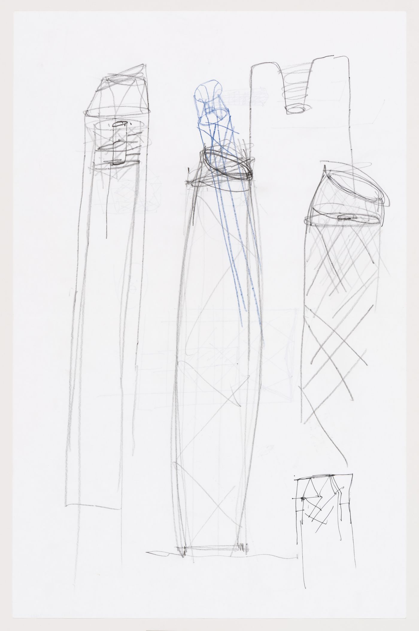 Carbon Tower: sketch of the top and bottom of the tower