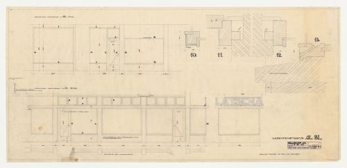 Elevations and removed sections for a type AL BL storefront, Hellerhof Housing Estate, Frankfurt am Main, Germany