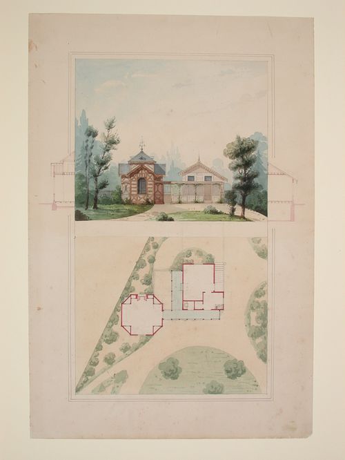 Plan and elevation for a dwelling, possibly a cottage
