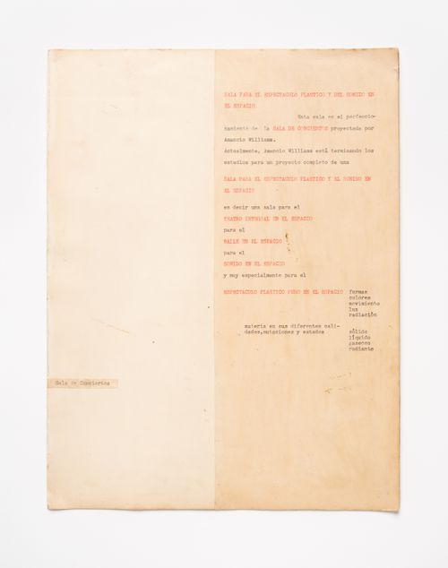 Project proposal and description for Sala para el espectáculo plástico y el sonido en el espacio, Córdoba, Argentina