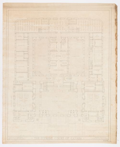 Plan préliminaire du rez-de-chaussée, Cour suprême du Canada, Ottawa, Ontario, Canada (1937-1953, 1977)
