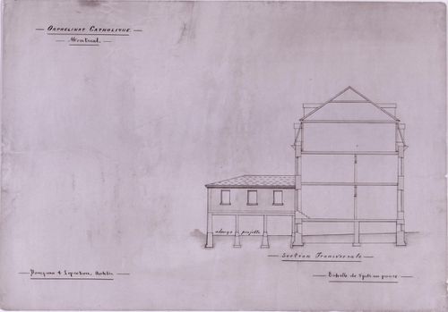 Sectional elevation for the Orphelinat Catholique, Montréal