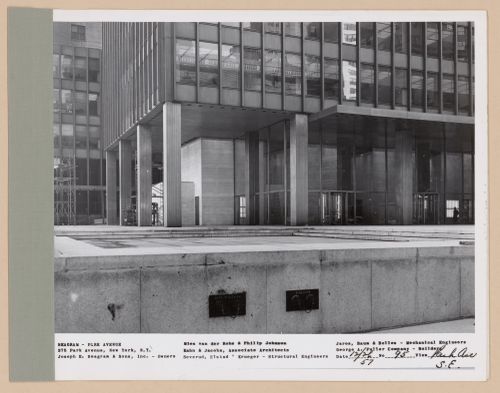 Seagram building under construction, 375 Park avenue, New York, N.Y., south-east view Park avenue