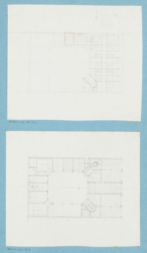 Project for a hôtel for M. Busche: Plans for a four-storey hôtel with a central courtyard