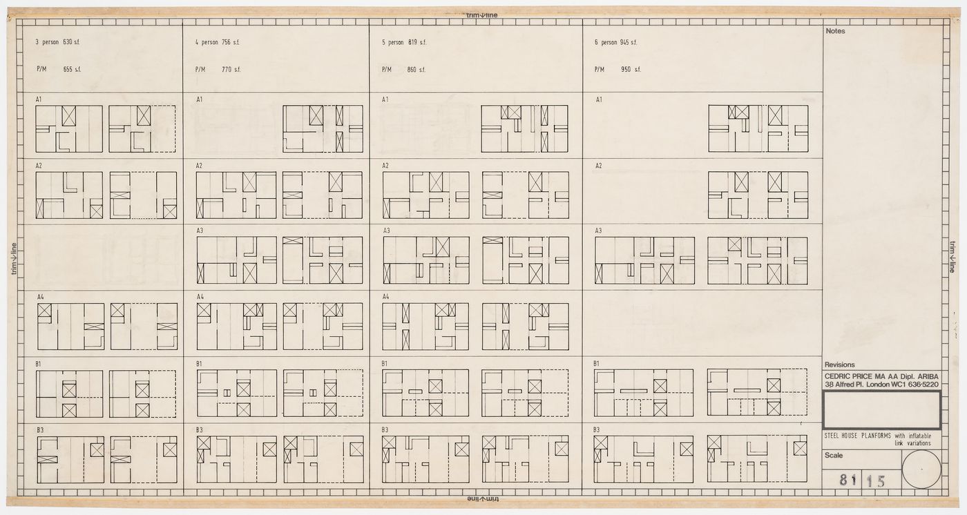 Housing Research: plans for steel houses with inflatable link variations