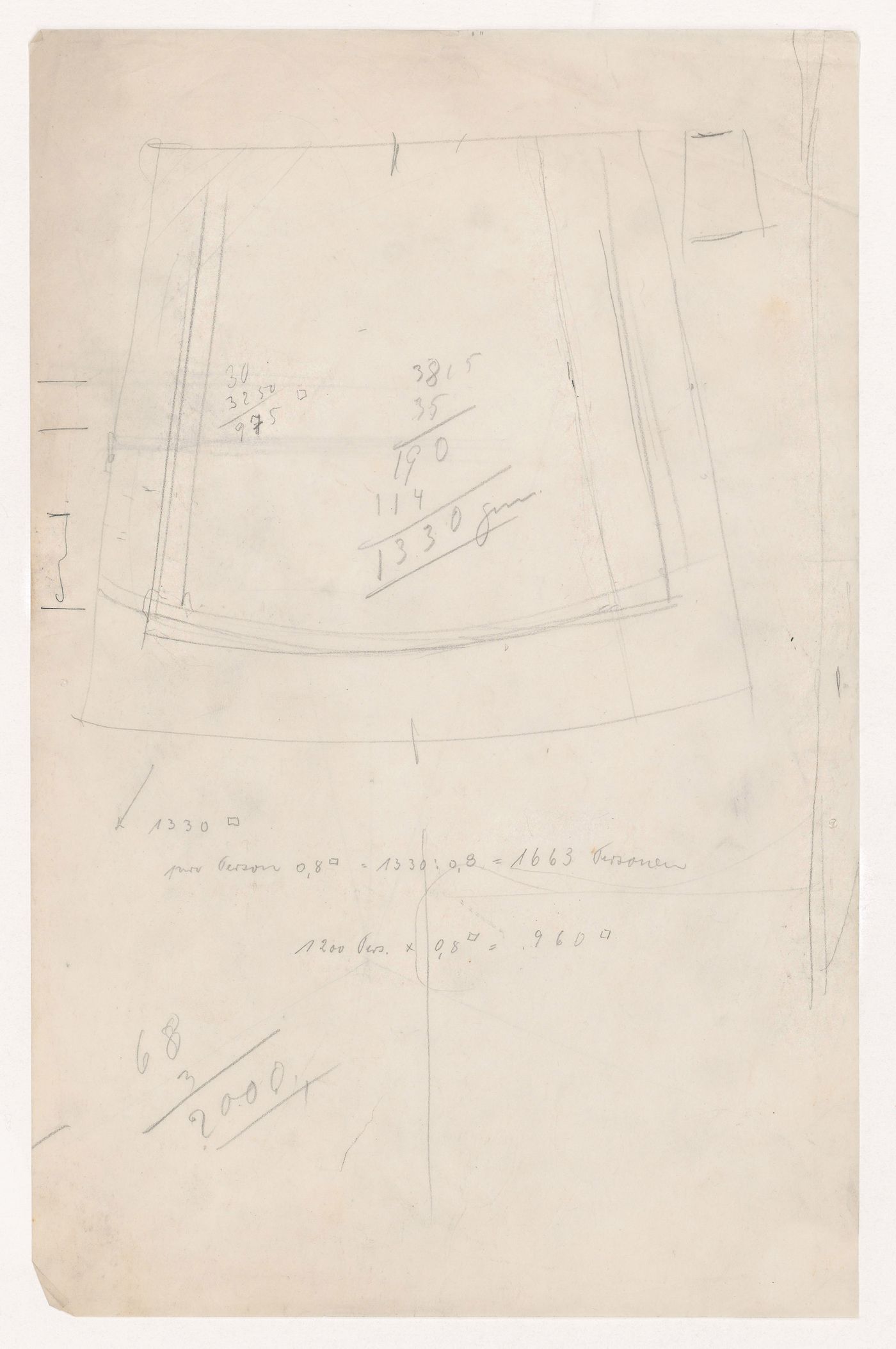 Sketch plan for an auditorium for Illinois Institute of Technology