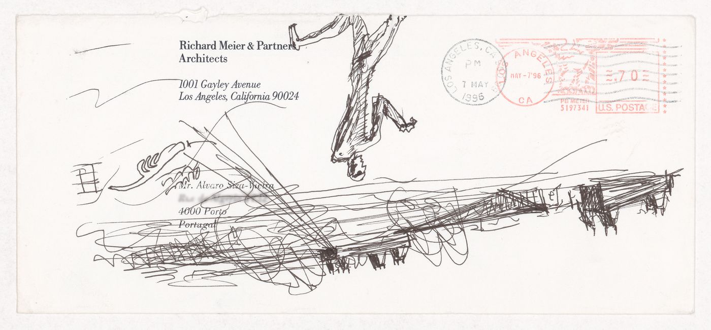 Sketches for Renovação e extensão do Museu Stedelijk, Amsterdam, the Netherlands; verso: Sketches of people and horse