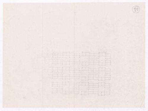 Sketch showing plots layout development for Minimum Cost Housing Group's plot in Aranya township, India, for Aranya Housing Project